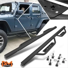 For 07-18 Jeep Wrangler JK 4-Dr 3" Round Step Bar Running Boards w/Drop Step Pad