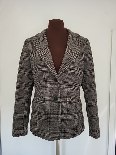 Barbour Checked Wool Woven Tweed Country Blazer Jacket UK 12 Grey Hunting Riding - Picture 1 of 9