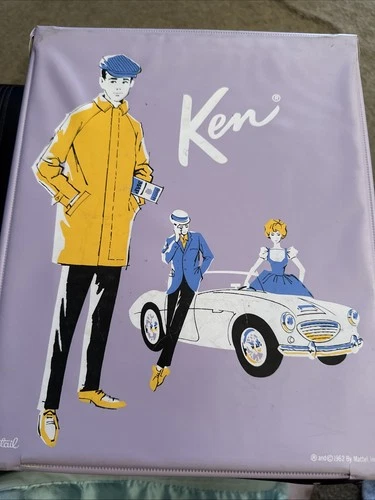 Vintage Mattel 1962  Ken Doll Lilac Vinyl Case W/ Doll And Accessories, Book