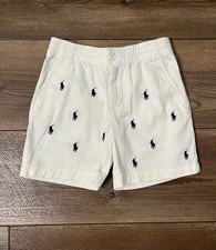 Polo Ralph Lauren All Over Pony Embroidered Polo Player White Shorts Boys Size 3