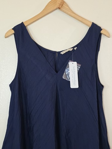Soft Surroundings Navy Mizu Maxi Dress Womens Size Medium Flowy Crinkle - Picture 3 of 11
