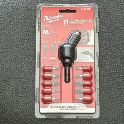Milwaukee 11Pc Bit Holder Shockwave 30 Degree Knuckle Pivoting 48-32-2301