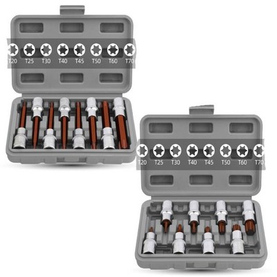 1/2'' Drive 8pcs Torx Bit Socket Set T20-T70 S2 & CR-V Steel Standard/Extra Long