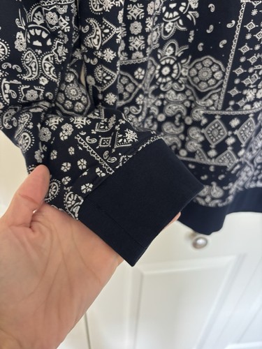 Lands' End Serious Sweats French Terry Sweatshirt Navy White Bandana Top Size M - Picture 5 of 11