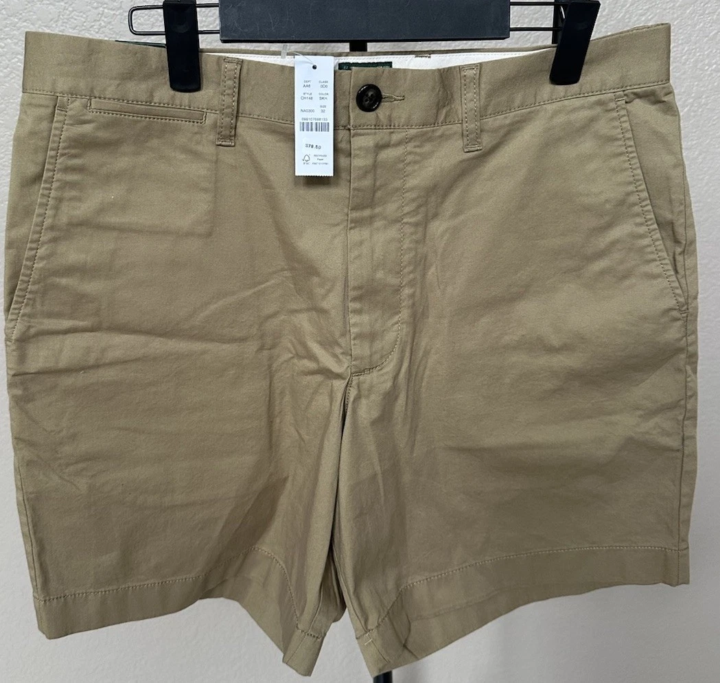 J.CREW Men's Portside Beige Chino Shorts•NWT• 7in” Inseam• w/ Pockets•32’ waist