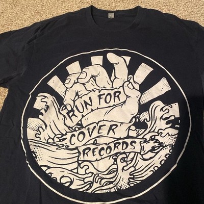 Run For Cover Records Dark navy tee - LOOSE FITTING SMALL with RFC sticker! 