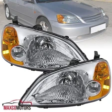 Headlights Fits 2001-2003 Honda Civic Amber Signal Lamps Left+Right Pair 01-03