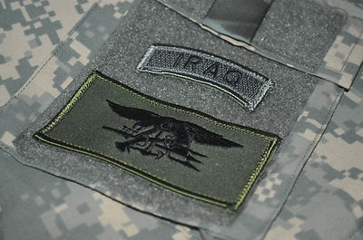 USN SEAL SPECIAL WARFARE vêlkrö TRIDENT INSIGNIA + IRAQ (ACU) Tab COMBO
