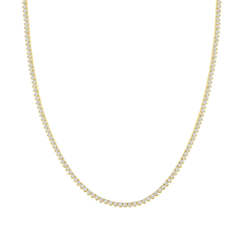 Collar de tenis de diamantes de 3 puntas cultivado en laboratorio genuino de oro de 7,90 quilates de 14 k de 17"" D VS