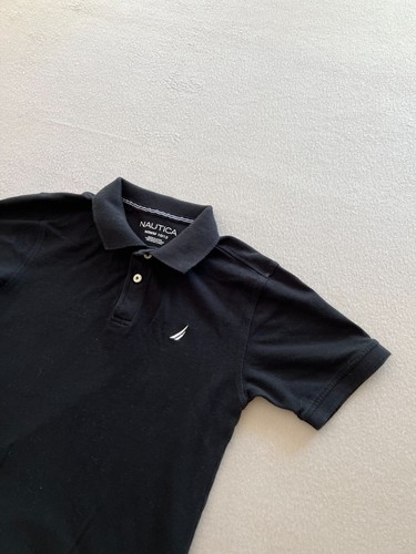 Nautica Polo Shirt Boys Medium Black Collared Short Sleeve Embroidered Logo - Picture 3 of 8
