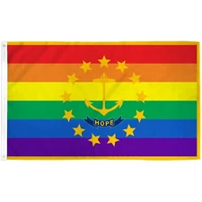 RHODE ISLAND RAINBOW PRIDE FLAG 3X5 POLYESTER