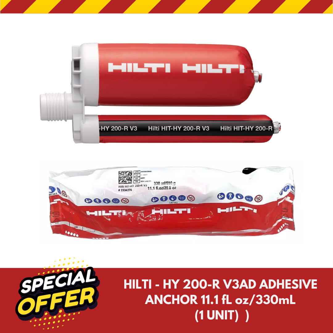 HILTI HIT-HY 200-R V3 ADHESIVE ANCHOR 11.1 fl oz/330ml HILTI HIT-HY 200-R V3 ADHESIVE ANCHOR 11.1 fl oz/330ml