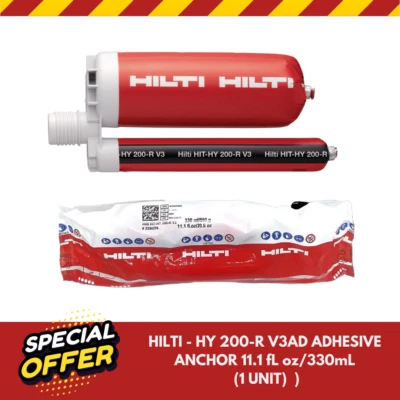 HILTI HIT-HY 200-R V3 ADHESIVE ANCHOR 11.1 fl oz/330ml #2334276 EXP. Aug 2026