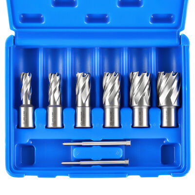 ZELCAN HSS Annular Cutter Set 11 Weldon Shank Mag Drill Bits w 2 Pilot 1'' Depth