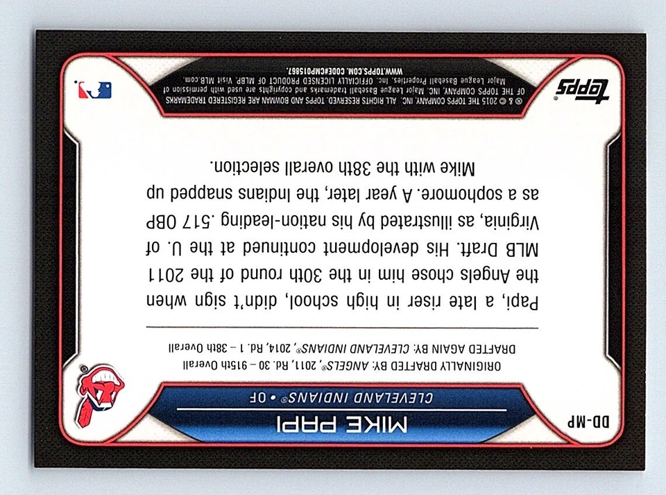 2015 Bowman Draft Picks & Prospects Dividends Mike Papi Cleveland Indians #DD-MP - Image 2 of 2