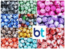 BeadTin Marbled 16mm Round Plastic Craft Beads 25pcs - Color Choice