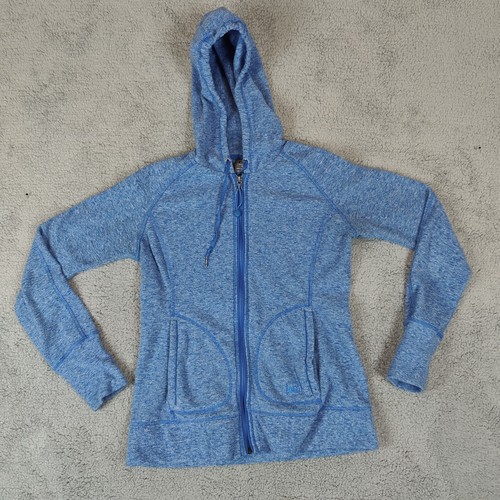 REI Fleecejacke Jacke Full Zip Kapuze blau Damen Small mit Daumenlochärmeln