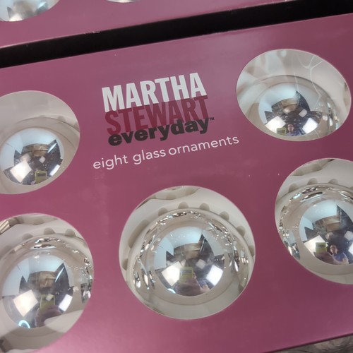 VHTF Martha Stewart Everyday Classic Christmas Glass Ornaments Shiny Silver VG - Picture 4 of 13