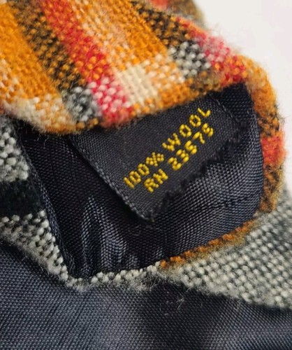 Vintage 100% Wool Plaid Tie VIA RAVENA Brown Black Red Cream Fall - Picture 7 of 10