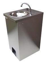 Electric Portable Sink Hot Hand Wash, St.Steel cupboard, 15 lts Foot Pump Op.