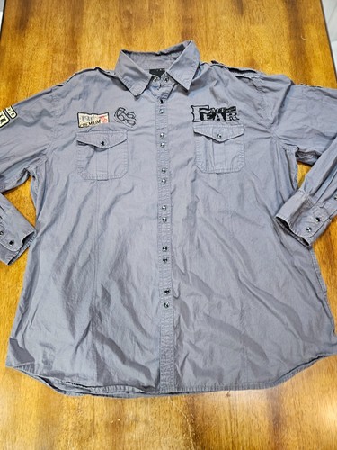 Blac Label Premium Pearl Snap Shirt Men's XXL Gray Long Sleeve Embroidered 2X - Picture 3 of 17