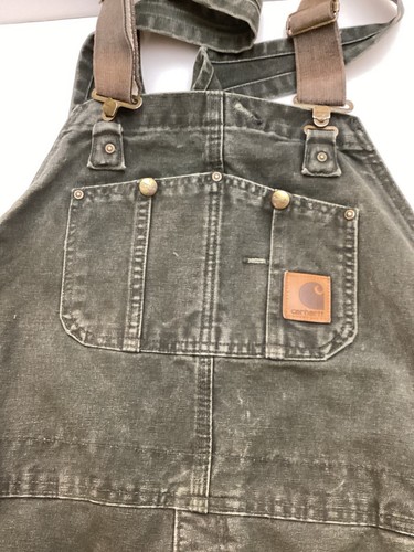 Cathartt Bib Insulated Overalls Men Size 46X30 Quilted Black Lining Winter - Picture 5 of 9