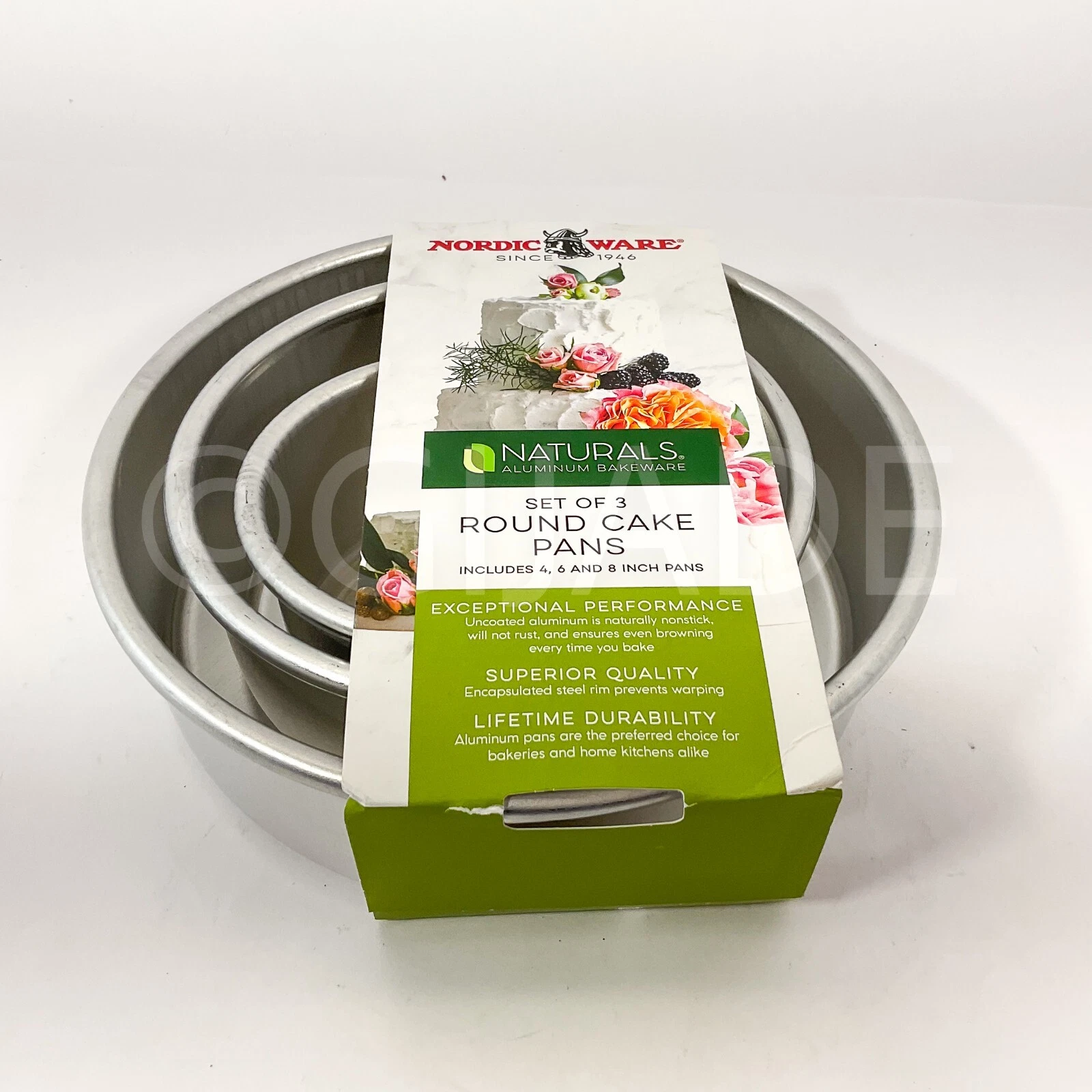 Nordic Ware 3pc Natural Aluminum Round Cake Pan Set, 8", 6" and 4" Silver
Opens in a new window or t