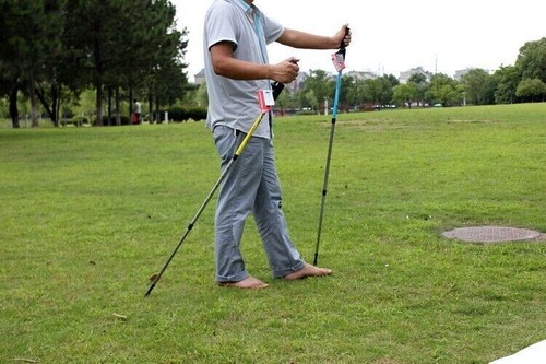 T Shape Handle Cane Aluminum Alloy Outdoor Walking Stick Hiking Three Sections - Picture 13 of 23