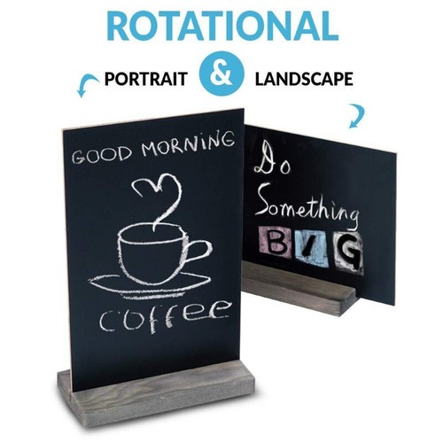 5X Small Wooden Blackboard Vertical Double-sided Message Board Desktop Ornaments - Picture 3 of 6