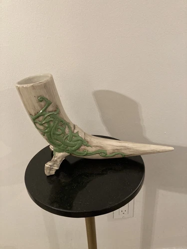 Ceramic Celtic Claw Footed Horn Vase Drinking Vessel