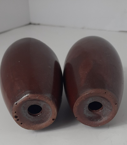 Owl Face Salt and Pepper Shakers Sleek Eye Pour Holes Japan MCM - Picture 4 of 6