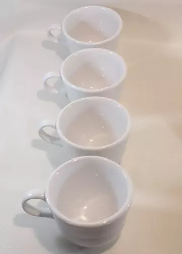 White Fiesta Tea Cups By Homer Laughlin China Co., Fiestaware, Lot of 4, 2000-01