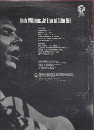 HANK WILLIAMS, JR. LIVE AT COBO HALL NEW SEALED CUTOUT VINYL LP ALBUM - Picture 3 of 3