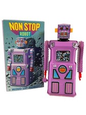 1997 MASUDAYA JAPAN GANG OF FIVE NON STOP Lavender Robot Boxed Toy  