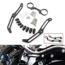 Motorcycle Black Remote Reservoir Shocks Bracket Mount Clamp For Harley Touring