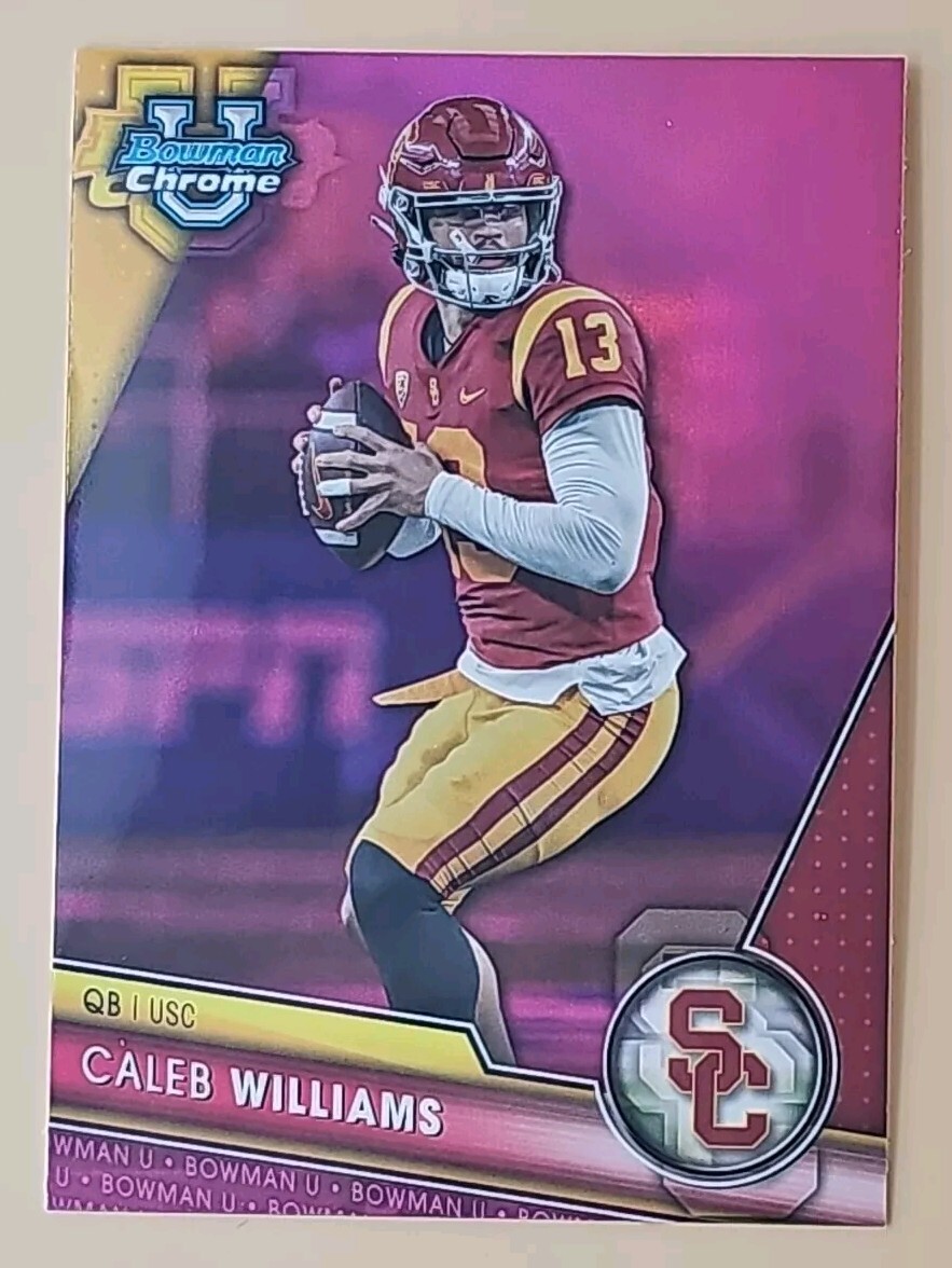2023 Bowman Chrome University Pink Refractor Caleb Williams #1 USC Trojans Bears
