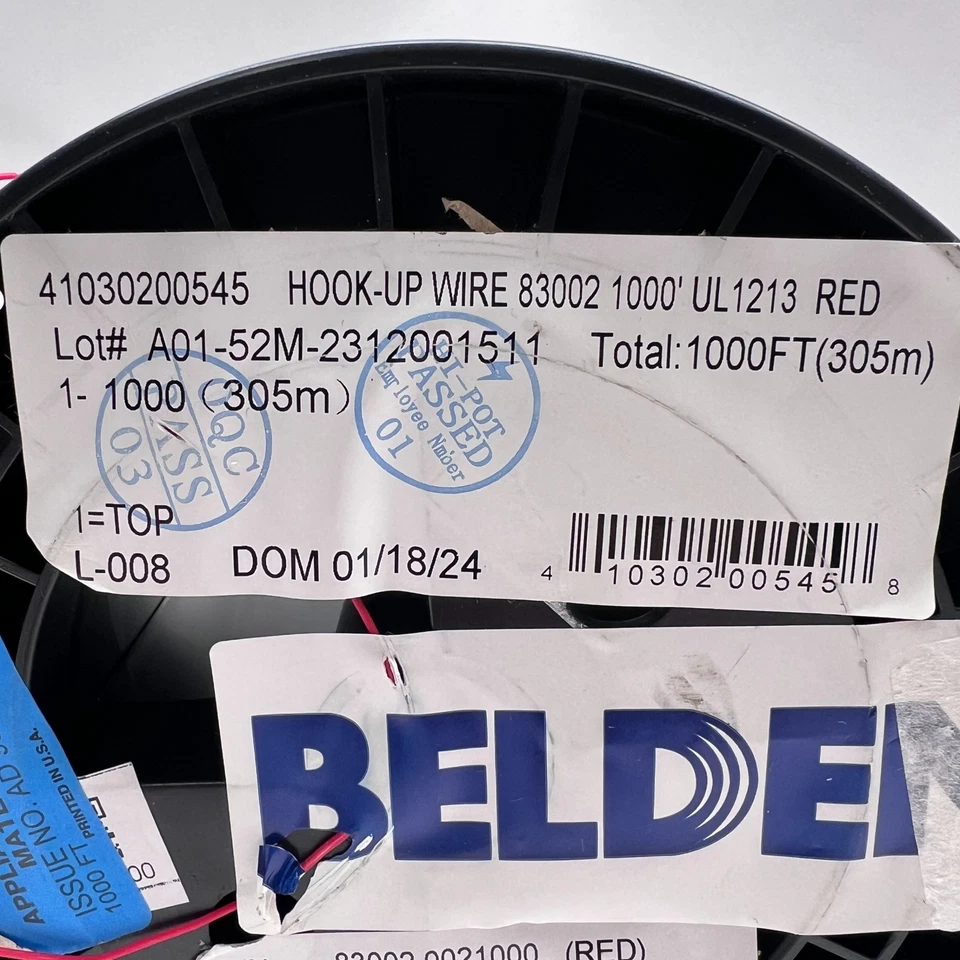 1000ft Belden 83002 0021000 Hook-Up Wire PTFE 26AWG 105C UL1213 VW1 Red NEW - Image 3 of 4