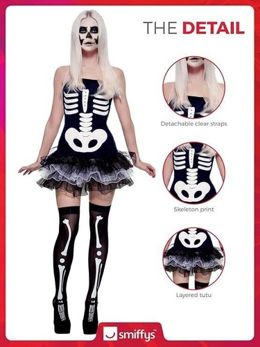 NEW Fever Skeleton Black Tutu Dress Ladies Halloween Fancy Dress Costume - Large - Picture 8 of 8