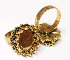 6 of 18x13mm Antique Gold Victorian Deco Tiny Skulls Adjustable Ring Settings