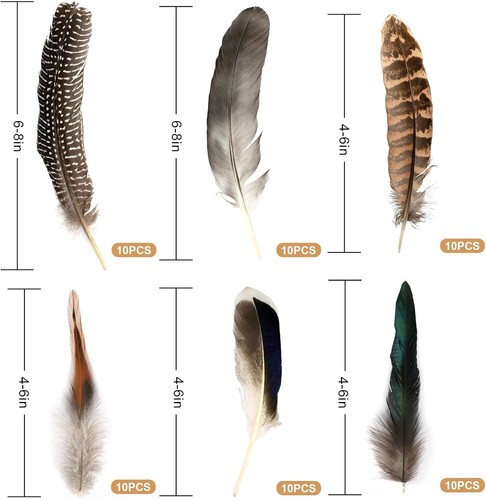 60pcs Natural Turkey Feathers, Pheasant Spotted Duck...  - Picture 2 of 7