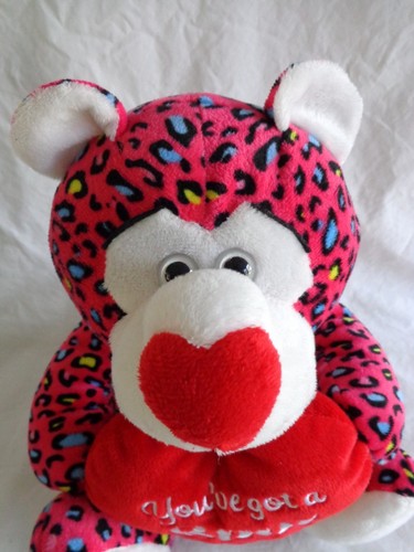 Peluche LEOPARDO 11" Rosa Manchado TIENES UN PUNTO EN MI CORAZÓN 2014 Niños América - Imagen 2 de 5