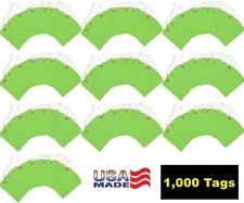 1,000 Green Tags 4 3/4" x 2 3/8" Size 5 Inventory Hang Tag Strung with String