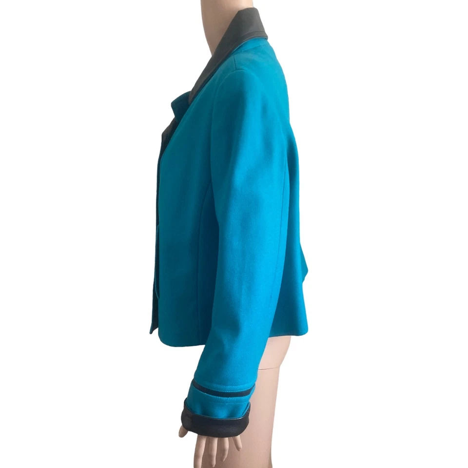 Vintage Carlisle Jacket Womens 16 blue Wool Blend Black Polyurethane Accent - Image 4 of 4