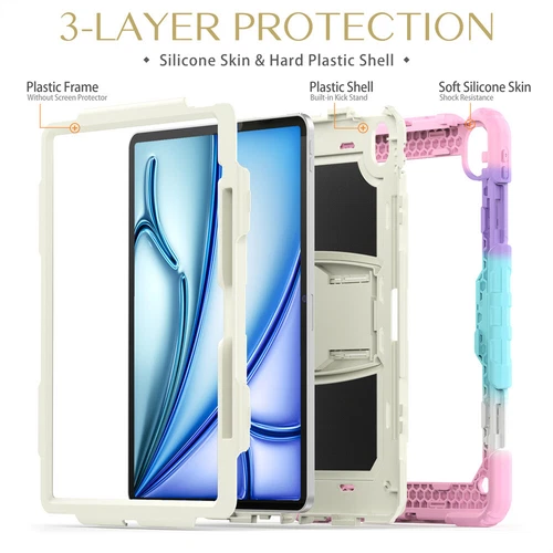 For iPad Pro 13/Air 13 11 inch Heavy Duty Full Body Case Stand Cover with Strap - Picture 6 of 30