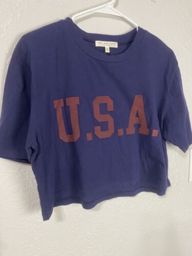 Urban Outfitters Truly Madly Deeply USA Size Small Crop Top Blue Short Sleeve - Picture 2 of 4