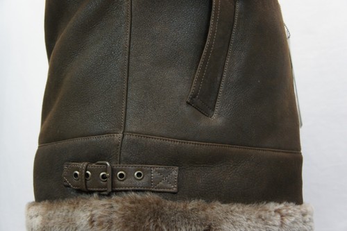 TAUPE BROWN 100% SHEEPSKIN SHEARLING LEATHER B3 Bomber Flight Coat Jacket S-8XL - Picture 8 of 12
