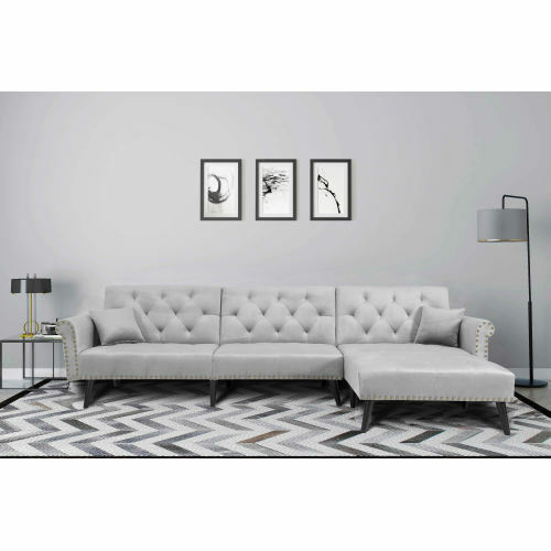 Grey Full Leather Sectional Sofa Bed W Storage Vig Estro Salotti Sacha Modern For Sale Online Ebay