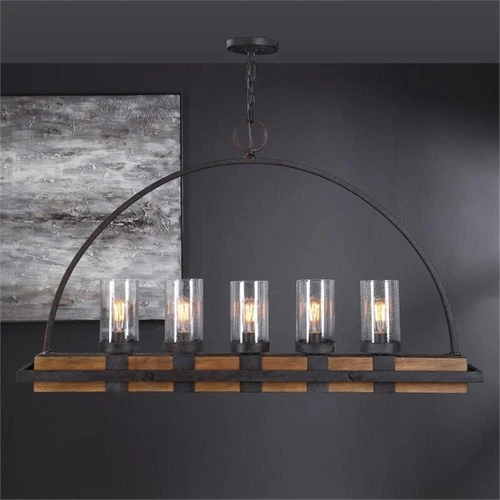 Uttermost Atwood 5-Light Traditional Steel Linear Chandelier in Weathered Bronze - Picture 2 of 7