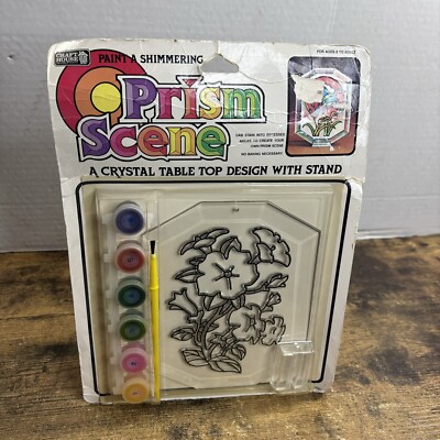 VTG Craft House Paint A Prism Scene Crystal Table Top Design W Stand
