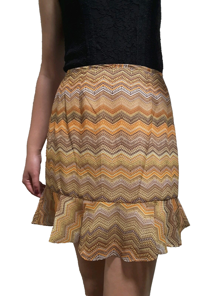 XOXO ZIG ZAG SKIRT Fall Colors VINTAGE Y2K does 1970s retro waist 27